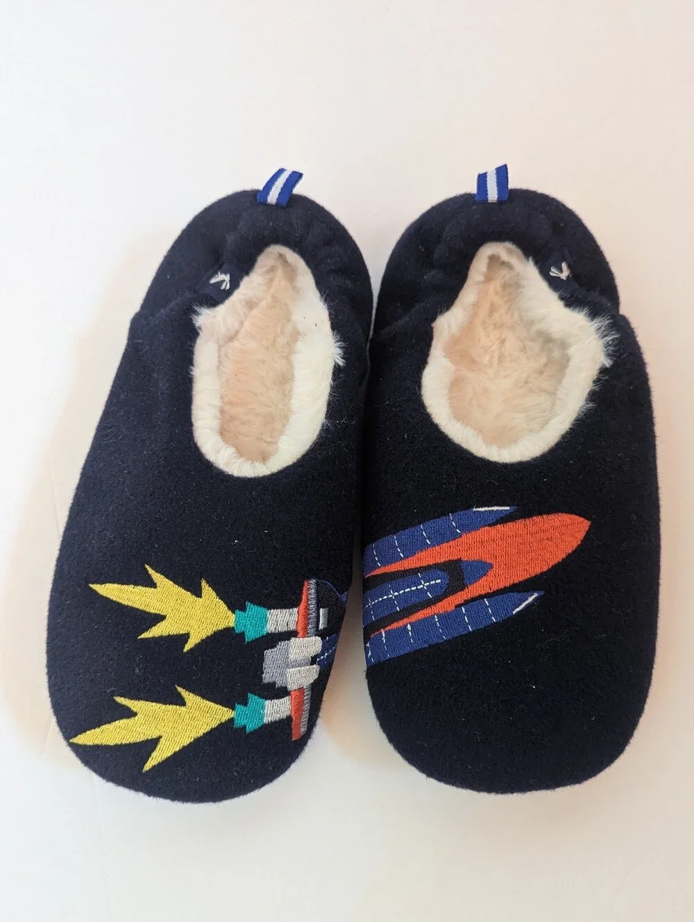 Joules Rocket Ship Navy Slippers 2-3